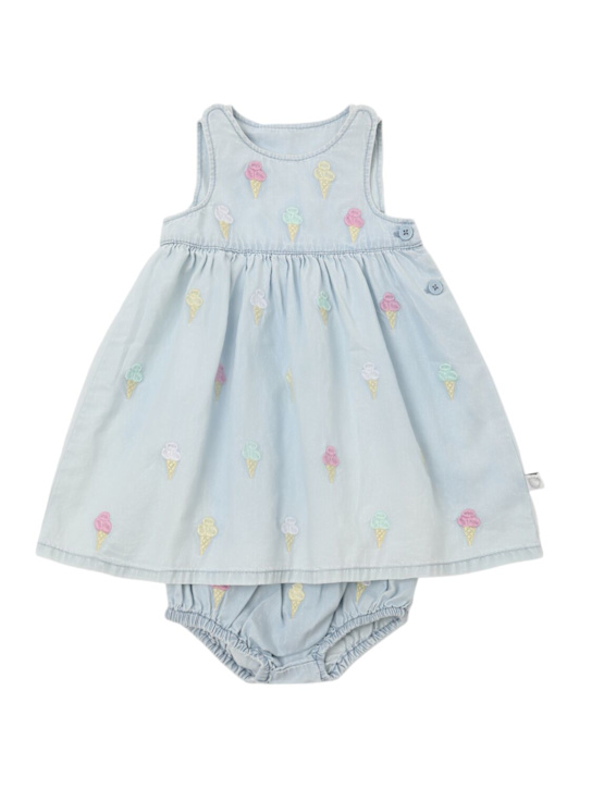 Stella McCartney Kids: コットンシャンブレーワンピース＆おむつカバー - ライトブルー - kids-girls_0 | Luisa Via Roma