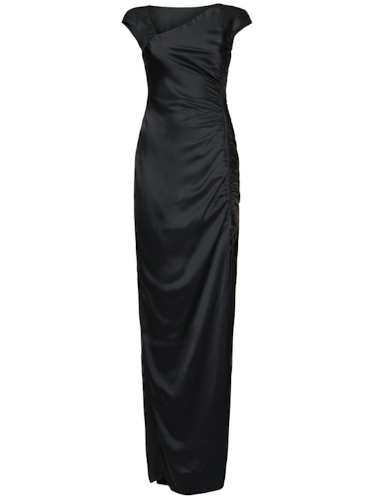 Del Core: Envers satin side drawstring long dress - women_0 | Luisa Via Roma
