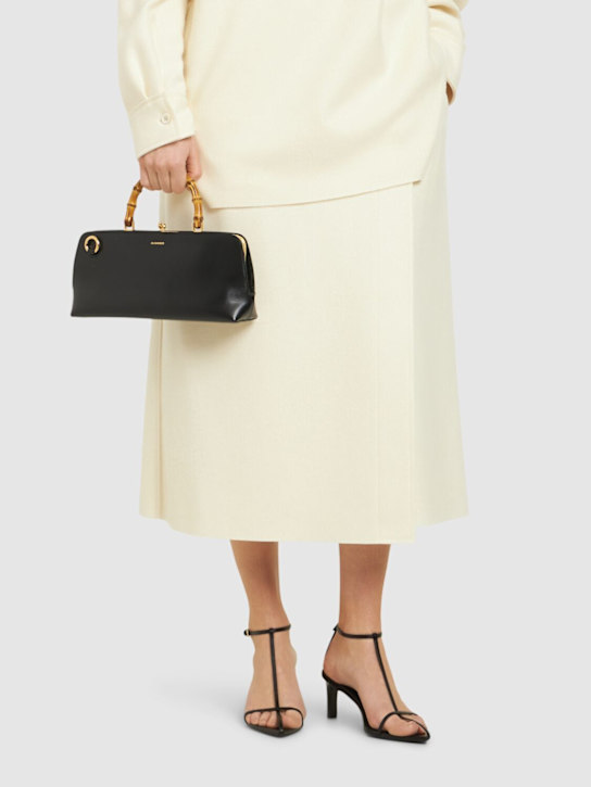 Jil Sander: Small Goji Bamboo palmellato leather bag - Black - women_1 | Luisa Via Roma