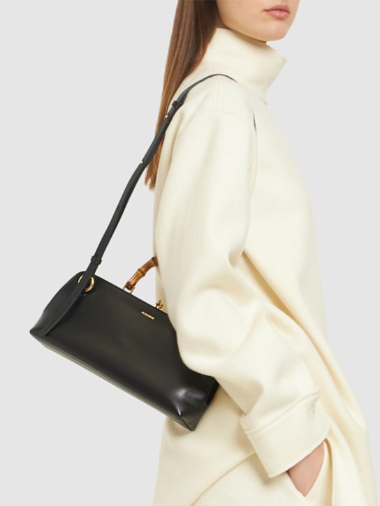 Jil Sander: Small Goji Bamboo palmellato leather bag - Black - women_2 | Luisa Via Roma