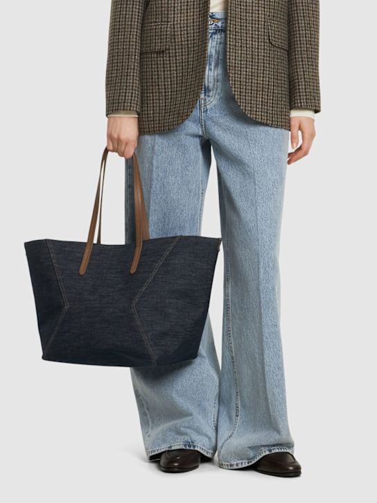 Brunello Cucinelli: No Fade canvas tote bag - Blue - women_1 | Luisa Via Roma