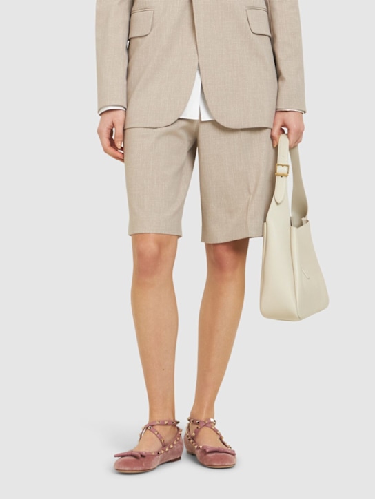 Valentino Garavani: 5mm Rockstud velvet ballerina flats - women_1 | Luisa Via Roma