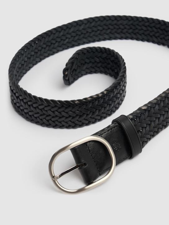 Dragon Diffusion: Oval buckle woven leather belt - Black - women_2 | Luisa Via Roma