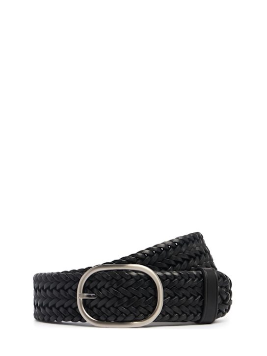 Dragon Diffusion: Oval buckle woven leather belt - Black - women_0 | Luisa Via Roma