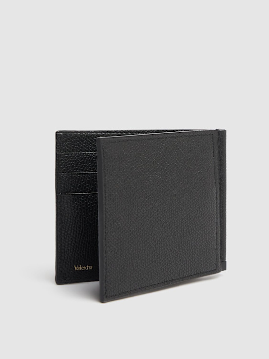 Valextra: Leather money clip - Black - men_3 | Luisa Via Roma