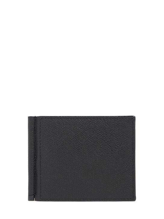 Valextra: Leather money clip - Black - men_0 | Luisa Via Roma
