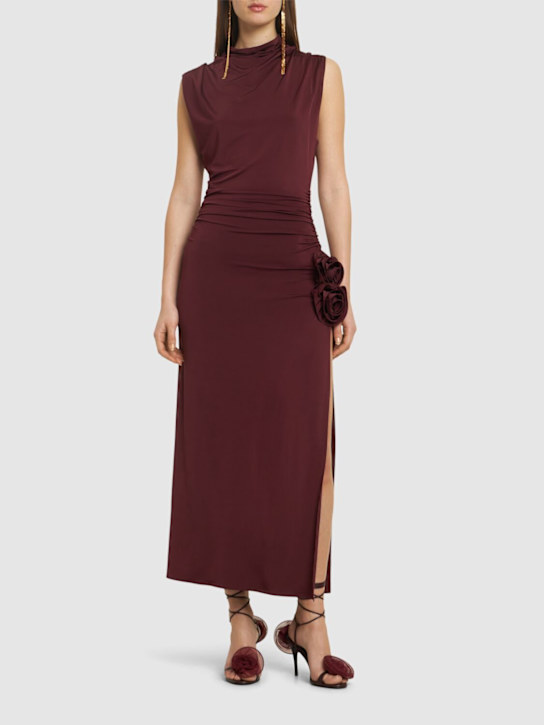 Magda Butrym: Draped jersey midi dress - Bordeaux - women_1 | Luisa Via Roma