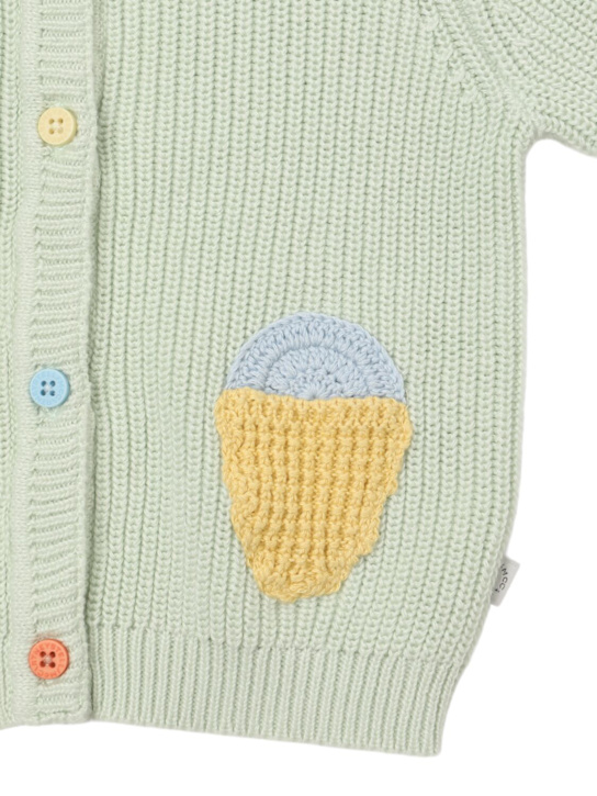 Stella McCartney Kids: コットンニットクロシェカーディガン - ライトグリーン - kids-boys_1 | Luisa Via Roma
