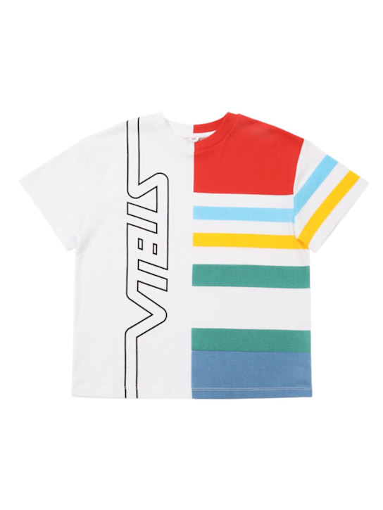 Stella McCartney Kids: Camiseta de jersey de algodón estampada - Blanco/Multi - kids-boys_0 | Luisa Via Roma
