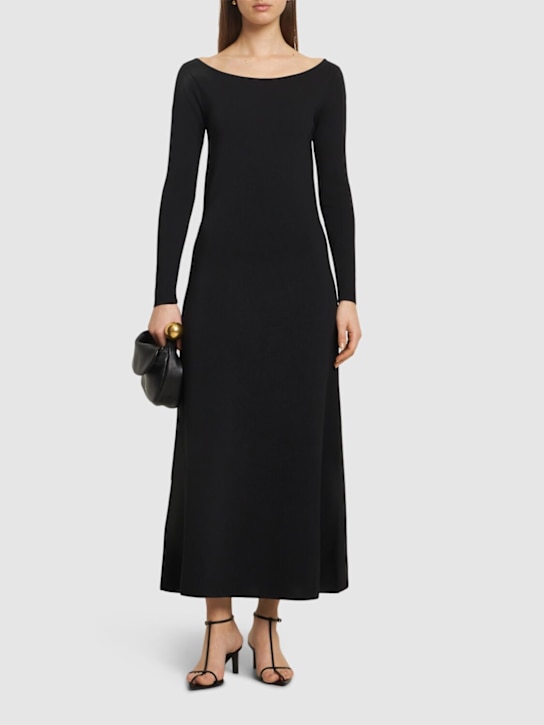 Róhe: Off-shoulder knitted long dress - Black - women_1 | Luisa Via Roma