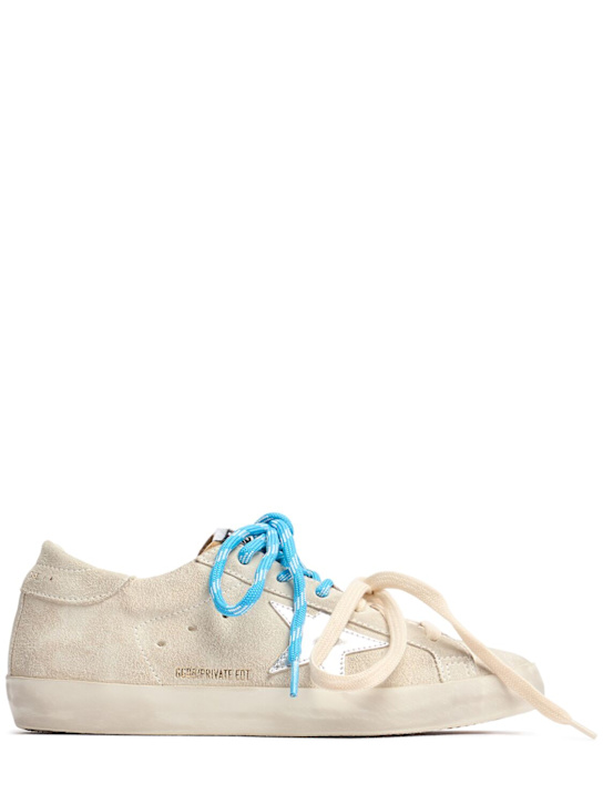 Golden Goose: LVR Exclusive Super-Star suede sneakers - Beige/Silver - women_0 | Luisa Via Roma