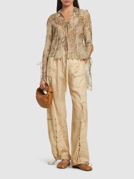 Acne Studios: Wide linen & cotton cargo pants - women_1 | Luisa Via Roma