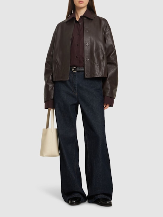 St. Agni: Cocoon leather jacket - women_1 | Luisa Via Roma