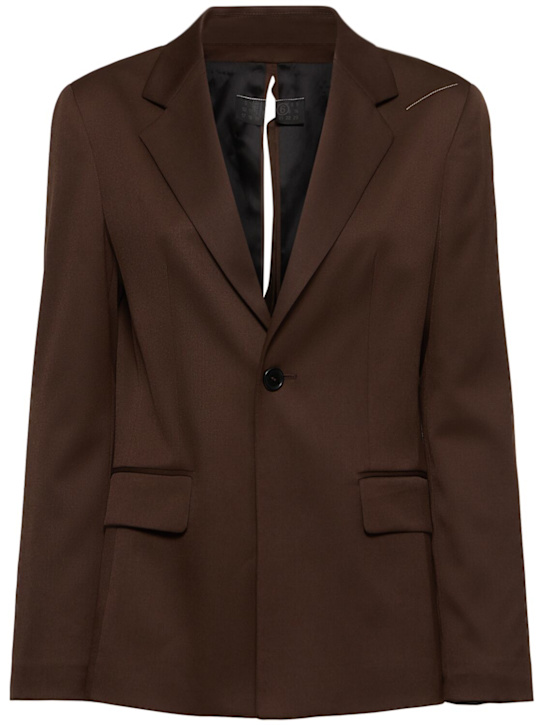 MM6 Maison Margiela: Tailored wool blend blazer - women_0 | Luisa Via Roma