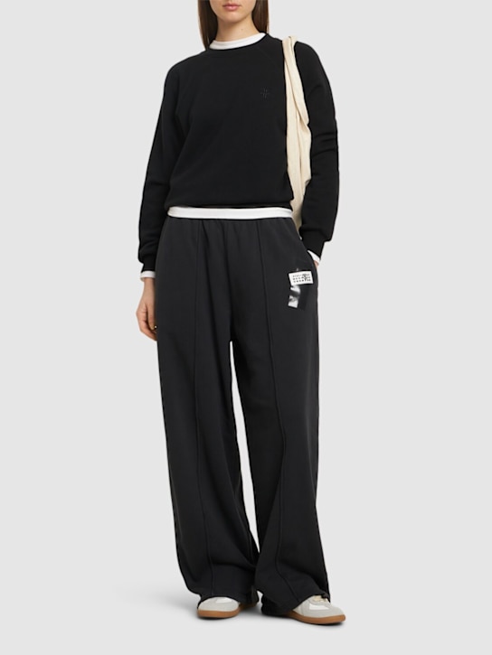 MM6 Maison Margiela: Unbrushed cotton jersey sweatpants - women_1 | Luisa Via Roma
