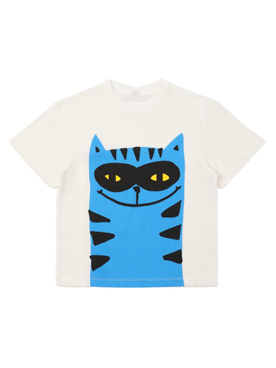 Stella McCartney Kids: Cat コットンジャージーTシャツ - ホワイト - kids-boys_0 | Luisa Via Roma