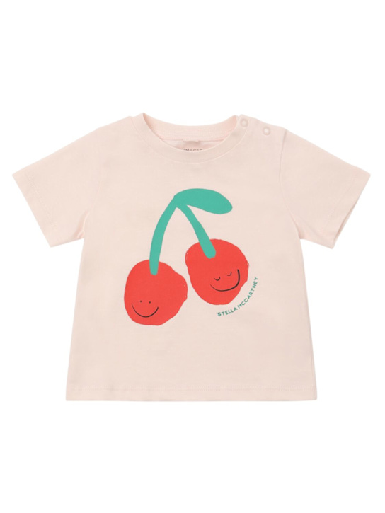 Stella McCartney Kids: Cherry コットンジャージーTシャツ - ベージュ - kids-girls_0 | Luisa Via Roma