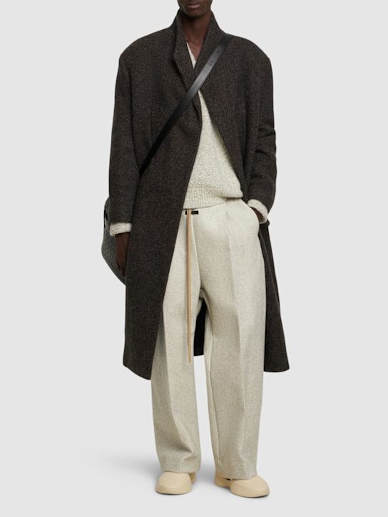 Fear of God: Stand collar chevron wool overcoat - men_1 | Luisa Via Roma