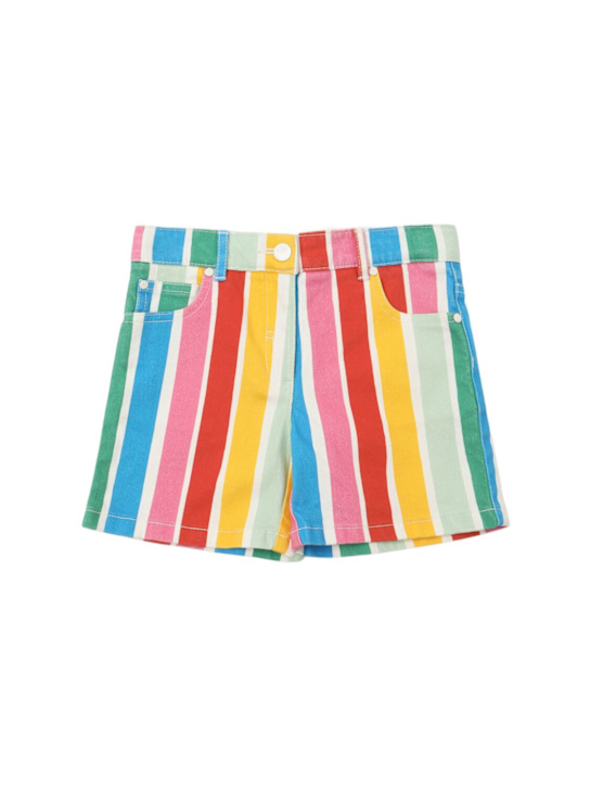 Stella McCartney Kids: Shorts in gabardina di cotone a righe arcobaleno - Multicolore - kids-girls_0 | Luisa Via Roma