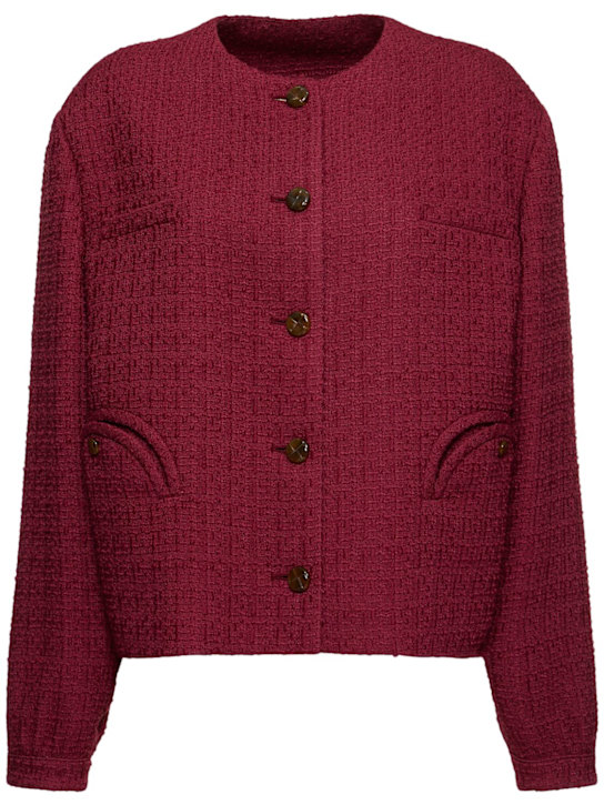 Blazé Milano: Gliss wool blend bolero jacket - Burgundy - women_0 | Luisa Via Roma