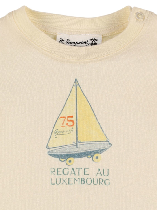 Bonpoint: Camiseta de algodón jersey estampada - Off-White - kids-boys_1 | Luisa Via Roma