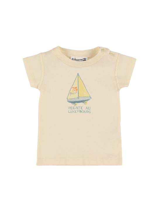 Bonpoint: Camiseta de algodón jersey estampada - Off-White - kids-boys_0 | Luisa Via Roma