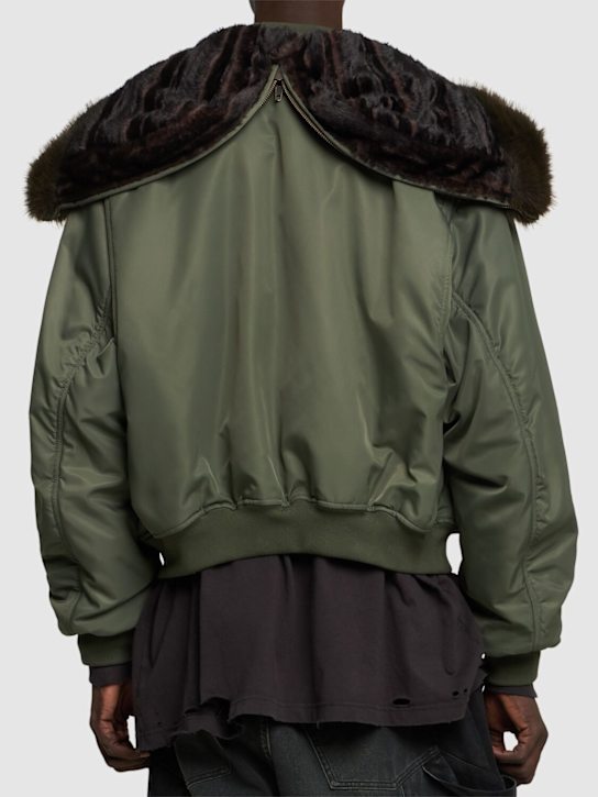 Balenciaga: Hooded nylon bomber jacket - Khaki - men_2 | Luisa Via Roma