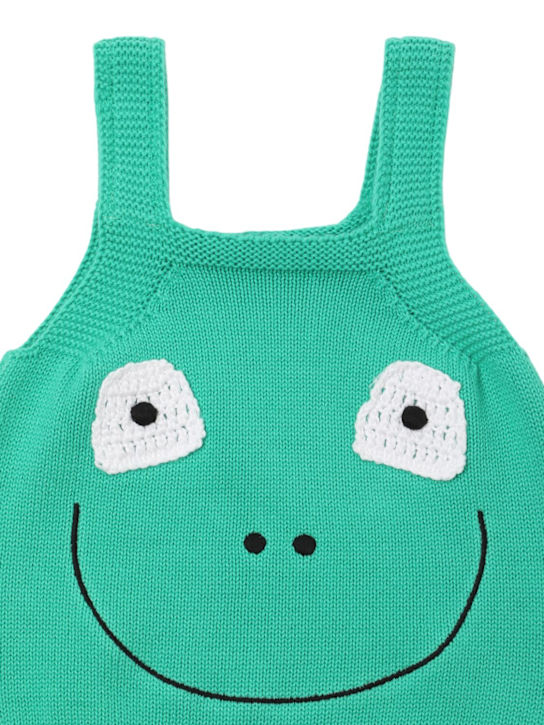 Stella McCartney Kids: Body in maglia di cotone a intarsio - Verde - kids-girls_1 | Luisa Via Roma