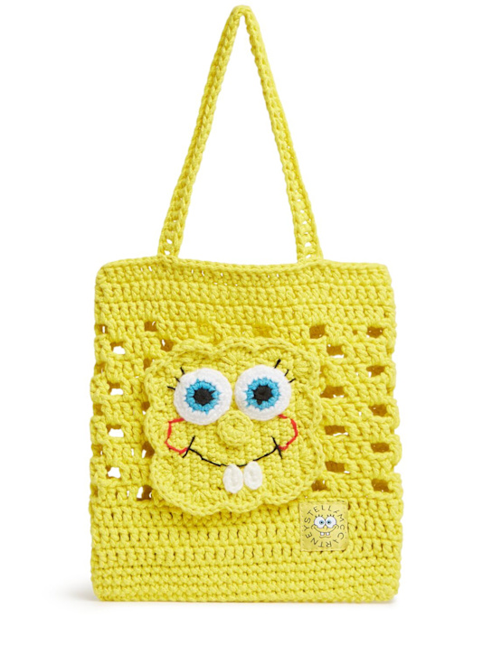 Stella McCartney Kids: Spongebob cotton crochet tote bag - Sarı - kids-girls_0 | Luisa Via Roma