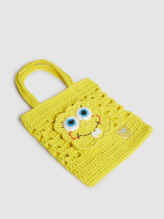 Stella McCartney Kids: Spongebob cotton crochet tote bag - Sarı - kids-girls_1 | Luisa Via Roma