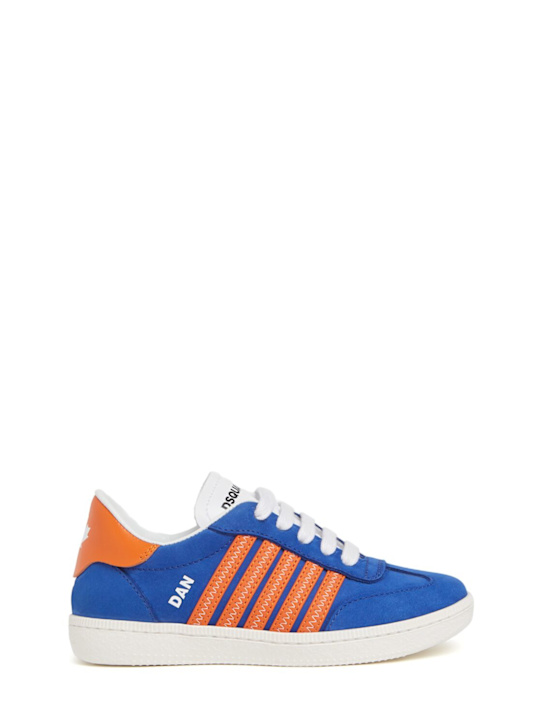 Dsquared2: Lace-up suede sneakers w/logo - Blue - kids-boys_0 | Luisa Via Roma