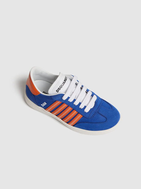 Dsquared2: Lace-up suede sneakers w/logo - Blue - kids-boys_1 | Luisa Via Roma
