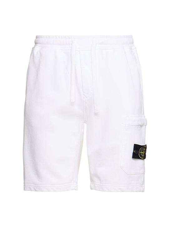 Stone Island: Cotton logo patch shorts - men_0 | Luisa Via Roma