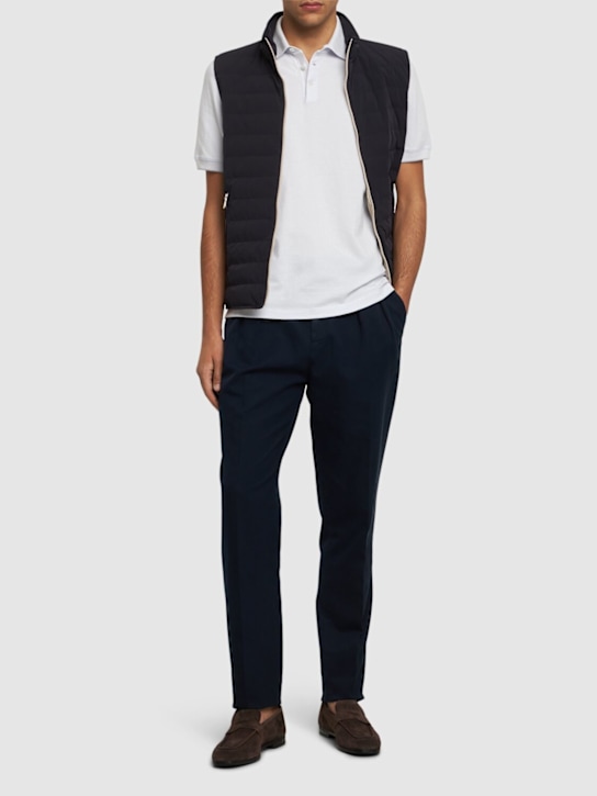 Brunello Cucinelli: Cotton piquet logo polo - Cielogrigio - men_1 | Luisa Via Roma