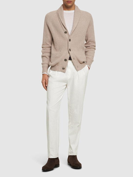 Brunello Cucinelli: Sciallato cotton knit cardigan - Juta - men_1 | Luisa Via Roma