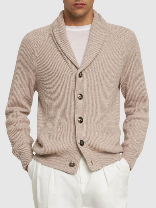 Brunello Cucinelli: Sciallato cotton knit cardigan - Juta - men_2 | Luisa Via Roma