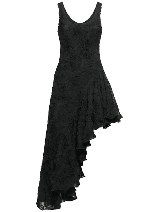 Rotate: Tanmieka ruffled flower mesh dress - Black - women_0 | Luisa Via Roma