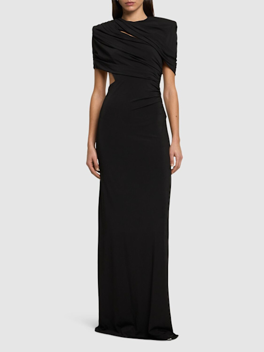 Stella McCartney: Draped jersey cape gown - Black - women_1 | Luisa Via Roma