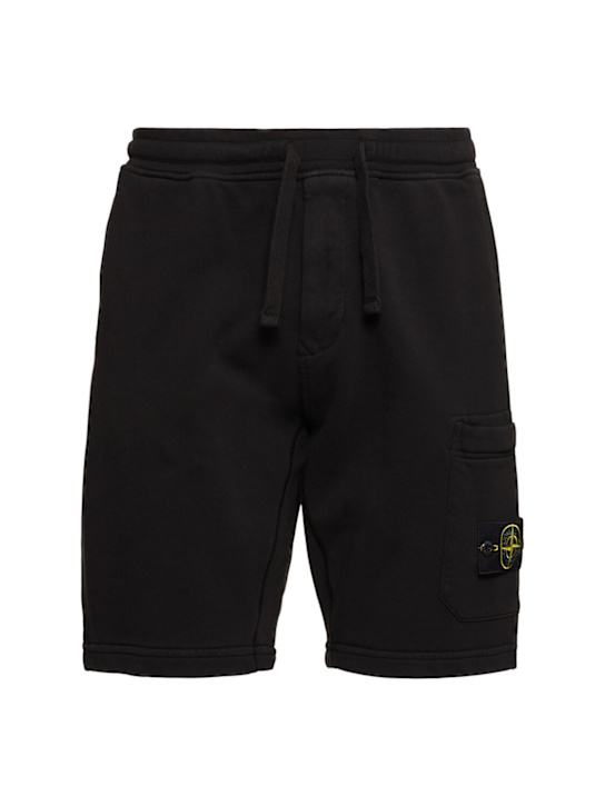 Stone Island: Shorts de algodón - Negro - men_0 | Luisa Via Roma