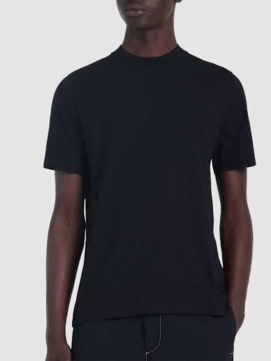 Jil Sander: Cotton jersey t-shirt - Black - men_2 | Luisa Via Roma