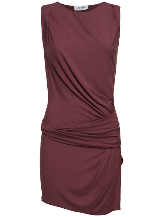 The Attico: Draped jersey sleeveless mini dress - Dark Mauve - women_0 | Luisa Via Roma