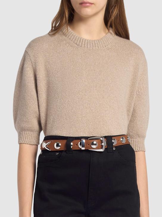 Khaite: Benny studded leather belt - Brown - women_1 | Luisa Via Roma