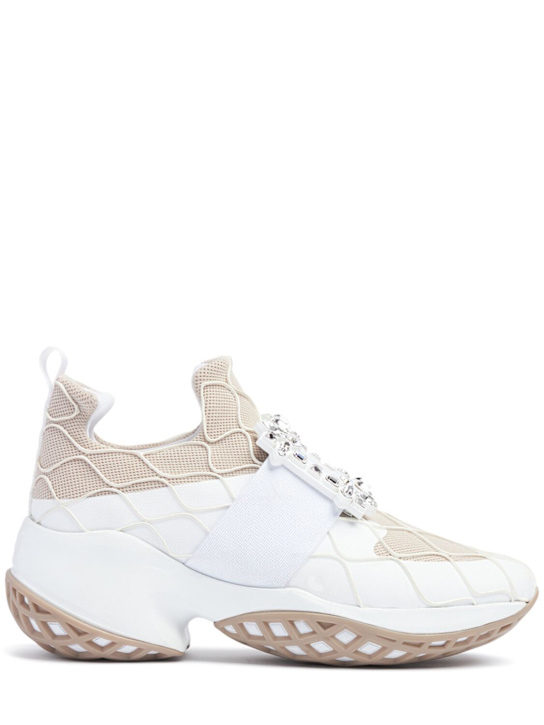 Roger Vivier: 45mm Viv Run strass technical sneakers - women_0 | Luisa Via Roma