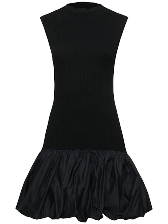 Rotate: Rocky ruffled knit mini dress - Black - women_0 | Luisa Via Roma