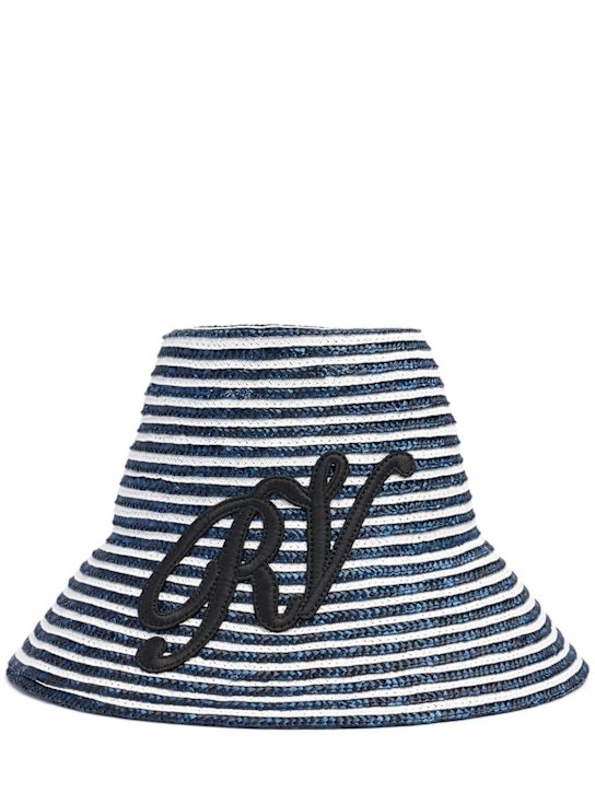 Roger Vivier: Monogram straw hat - Blu Chiaro - women_0 | Luisa Via Roma