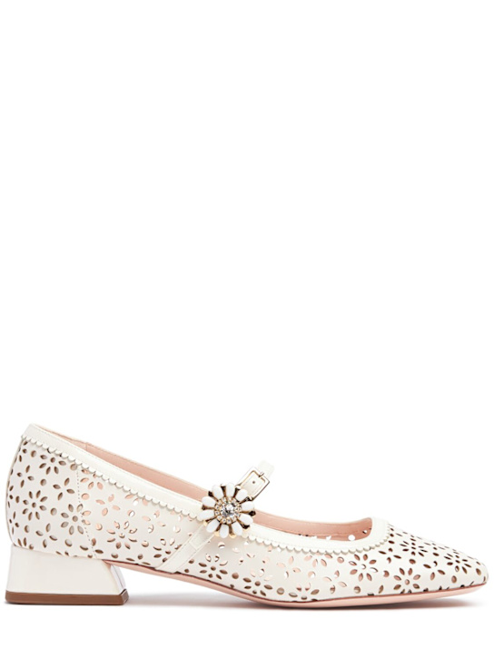 Roger Vivier: 25mm New Très Vivier leather pumps - Ivory - women_0 | Luisa Via Roma