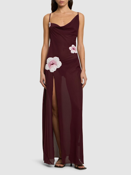 Galli embroidered mesh long dress - Thumbnail 2