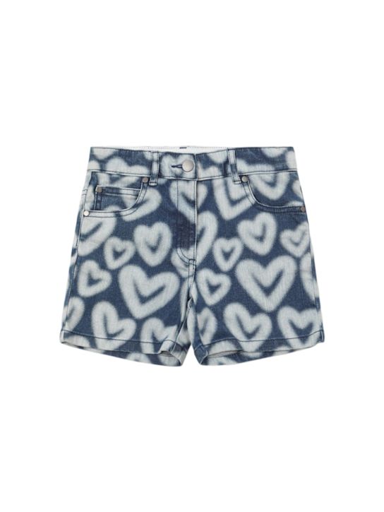 Stella McCartney Kids: Shorts in denim di cotone stampato - Blu - kids-girls_0 | Luisa Via Roma