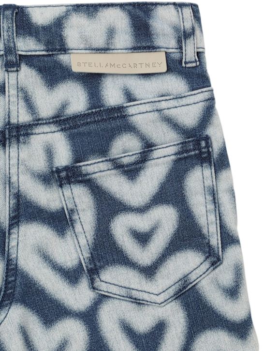 Stella McCartney Kids: Shorts in denim di cotone stampato - Blu - kids-girls_1 | Luisa Via Roma