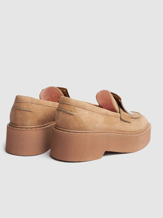 Roger Vivier: 50mm Viv Rangers high suede loafers - Tabacco Chiaro - women_4 | Luisa Via Roma